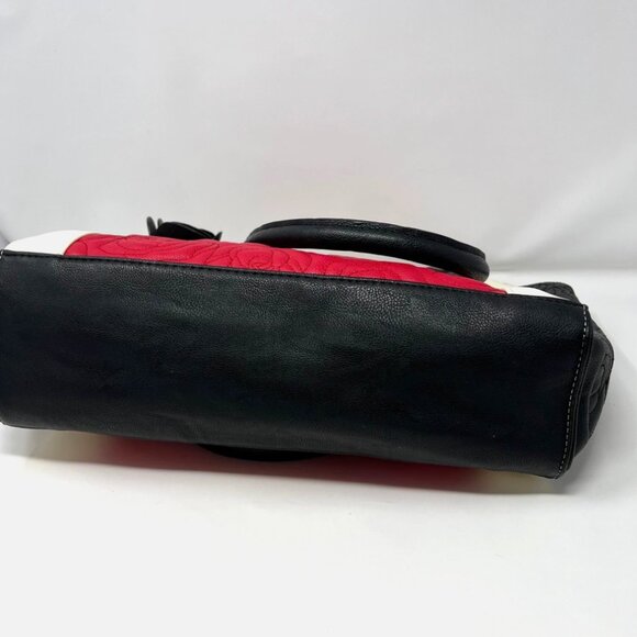 Betsey Johnson NY Satchel Red White Black Rose Quilted Bag Purse *Flaw - Picture 4 of 16